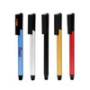 A collection of five stylus USB pens in blue, silver, black, gold, and red, featuring a logo.