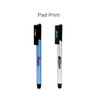 A 3 in 1 stylus USB pen in blue and silver, featuring branding on both pens and a sleek design.