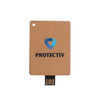 A brown eco-friendly flash drive with a black USB connector and a logo on the surface.