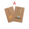 A wheat straw credit card flash drive in a neutral beige colour, featuring two different logos on either side.