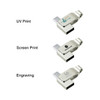 A metal flash drive with a pivot design, featuring multiple printing options and a logo.