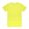 A bright yellow work t-shirt with a plain back design and a logo at the neck.