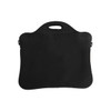 A black laptop bag with a handle and detachable strap, featuring a smooth surface and minimalist design.