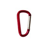 A red 6cm carabiner with a silver attachment point, suitable for various applications. Features a logo.