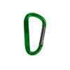 A green 8cm carabiner with a metallic clip, suitable for keyrings and tools. Features a shiny, smooth finish.