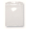 A clear PVC card holder with a top slot for attachment, featuring a simple, transparent design.