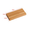 A bamboo wireless power bank in natural wood colour, measuring 15cm x 6.9cm x 1.6cm, with a logo.