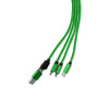 A green custom shape light-up charging cable with a keyring attachment, featuring multiple connectors.