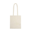 A beige, long-handled calico bag with a plain design and no visible logos.