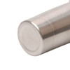 A drink bottle made from stainless steel, featuring a sleek metallic finish and a round base.