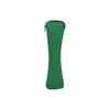 A green zippered pouch designed for travel utensils, with a sleek, elongated shape. It has a simple, unbranded exterior.