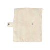 A beige pouch with a snap closure, designed to hold cutlery pieces. It features a subtle textured fabric.