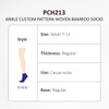Ankle bamboo socks in a custom pattern, suitable for adults size 7-12, featuring a regular thickness and design.