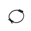 A black Pilates circle with a textured grip and flexible design, featuring a central stabilising clip.