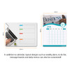 A magnetic planner in white with colourful tabs, featuring a calendar layout and space for notes or tasks.