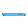 A pair of multifunctional scissors in blue with a ruler along the edge, featuring a logo.