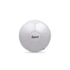 A white soccer ball featuring a hexagonal design and a branded logo.