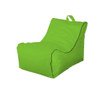 A vibrant green outdoor chair with a sleek design and a convenient handle. It has a simple, modern shape.