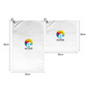 A white golf towel featuring a logo, with dimensions of 60cm by 30cm, and an additional smaller towel of 30cm by 30cm.