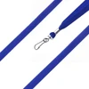 A blue bootlace lanyard with a metal hook, featuring a simple design and robust fabric.