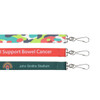 A set of three sublimation lanyards in camo, red, and green, each featuring clips and various designs.