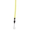 A bright yellow zipper lanyard with a black plastic clip and a loop for attachment.