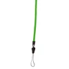 A bright green zipper lanyard with a black attachment clip and loop at the end.