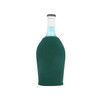 A drink bottle is encased in a dark green cooler with a zipper, featuring a transparent top.