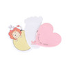 Custom-shaped sticky note memo pads featuring a lion, a paw print, and a heart, in various colours including pink and yellow.