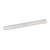 A 30cm transparent ruler featuring dual scale measurements and a logo, designed for office and business use.