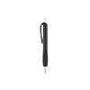 A black plastic pen with a colour barrel and chrome accents, featuring a clip and a logo.