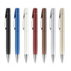 A collection of eight Lucky Pens featuring various sprayed finishes in black, blue, white, red, brown, silver, and gold colours.