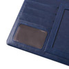 A4 Business Compendium in navy blue featuring card slots and a clear ID pocket. It has a smooth, leather-like texture.