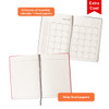 A5 PU cover notebook featuring a monthly calendar and lined pages, with a ribbon bookmark. Available in various colours.