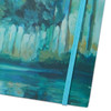 A5 notebook with a full-colour abstract cover and a turquoise elastic band. Features a branding logo.