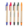 A set of five stylus pens with touch heads, featuring blue, red, black, green, and orange accents on a kraft paper body.