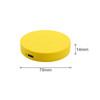 A yellow, circular wireless charger with a USB-C port, measuring 70mm in diameter and 14mm in height.