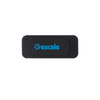 A black tablet webcam cover with a blue logo. It is sleek and designed for privacy.