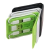 A multifunctional cable case in green, black, and white, featuring several charging cables neatly arranged inside.