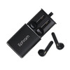 Black Slide Metal True Wireless Earbuds with charging case, featuring a logo, on a white background.