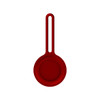 A red Air Tag protective case with a hanging loop, designed to secure and protect the device.
