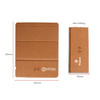 A foldable cork wireless charger in a natural brown colour, displayed in both expanded and folded forms.