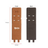 A cork wireless charger in tan on the front and black on the back, with cutouts and a logo. Measures 310mm by 85mm.