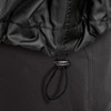A close-up of the black fabric and drawstring of the TRENDSWEAR Weston Mens Windbreaker jacket.