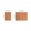 A cork passport holder in natural tones, featuring a simple design and a logo. Dimensions are 19.5cm x 13.5cm.