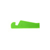 A V-shaped green stand for iPhones and iPads, featuring a sleek design and a logo.