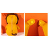 A lion-shaped plush travel pillow in yellow, featuring a zip closure and two button attachments on the sides.