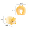A plush, cat-shaped travel pillow in yellow, designed for comfort and playful aesthetics, measuring 28cm by 16cm.