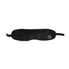 A pair of black Bluetooth sleep headphones designed like a sleep mask, featuring a logo on one side.