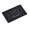 A black flip card flash drive with a minimalist design and a branding logo.